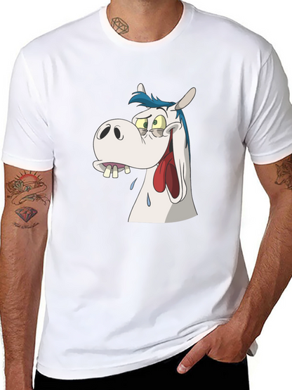 Cartoon Horse Graphic Tee - Black Unisex T-Shirt