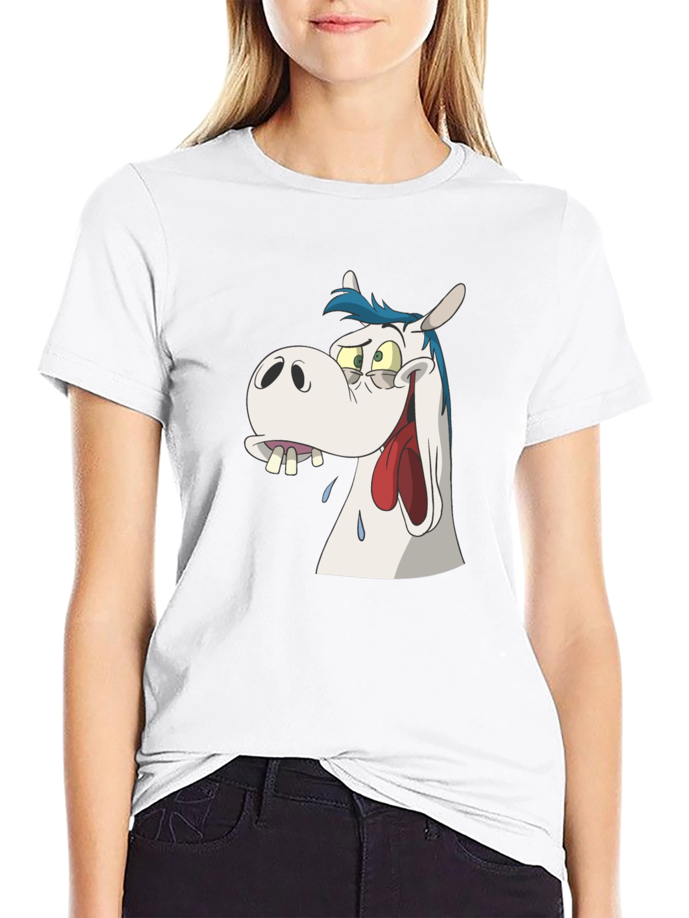 Cartoon Horse Graphic Tee - Black Unisex T-Shirt