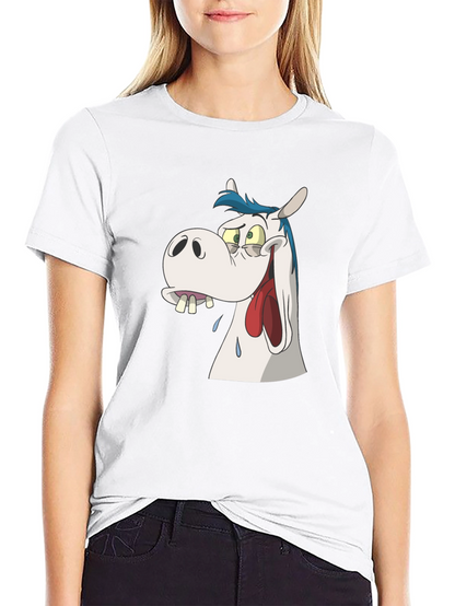 Cartoon Horse Graphic Tee - Black Unisex T-Shirt