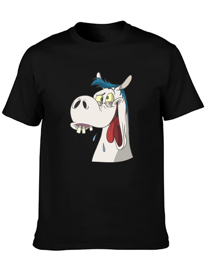 Cartoon Horse Graphic Tee - Black Unisex T-Shirt