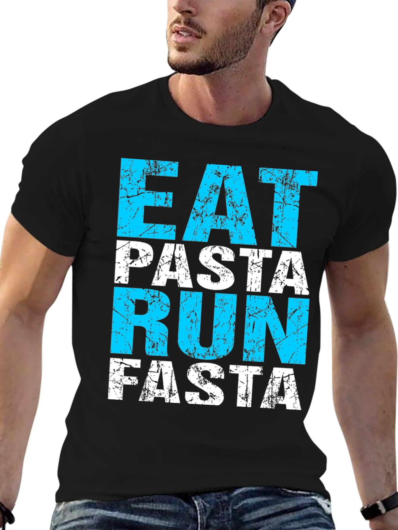 Eat Pasta Run Fasta Black T-Shirt