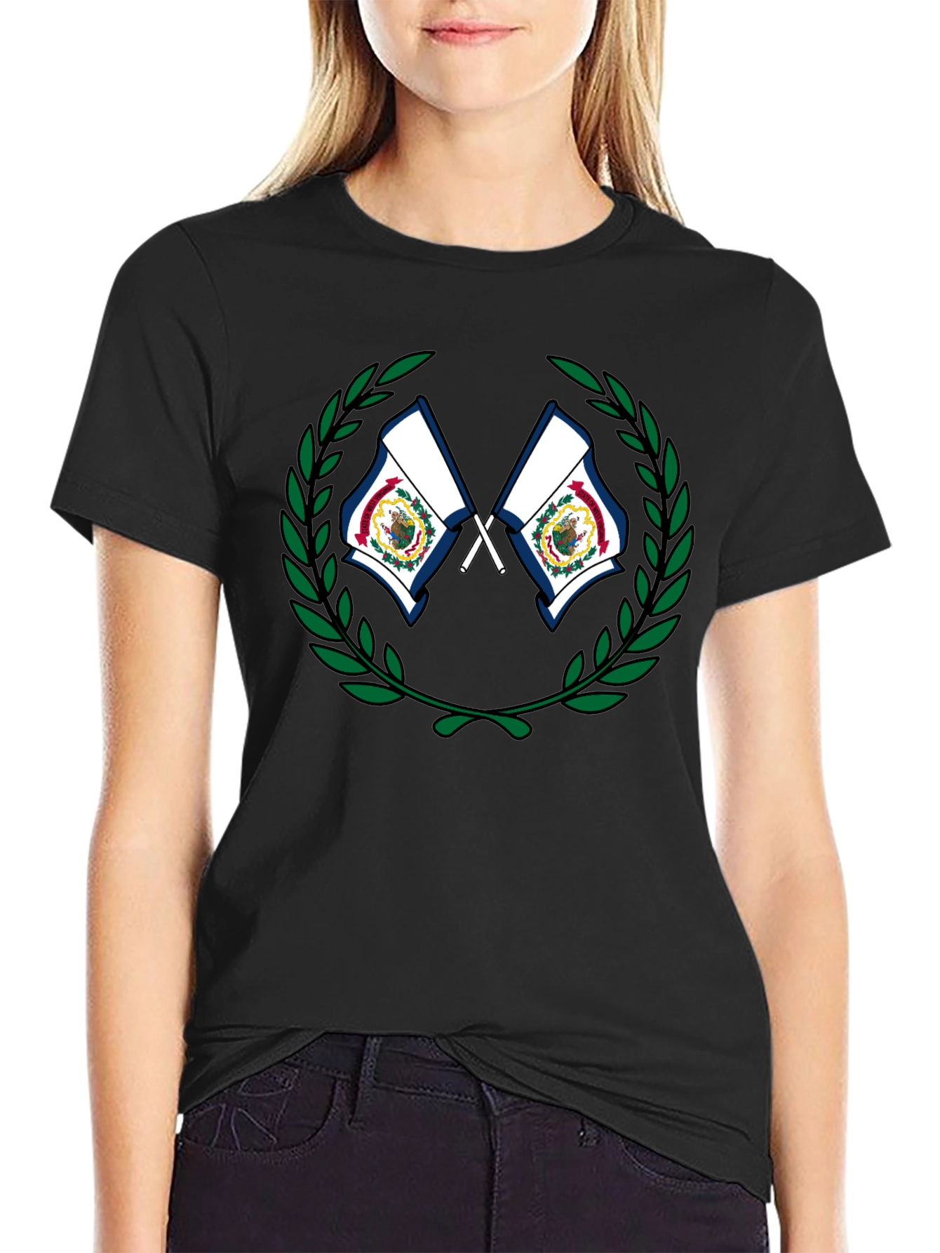 West Virginia Flag Wreath Graphic T-Shirt