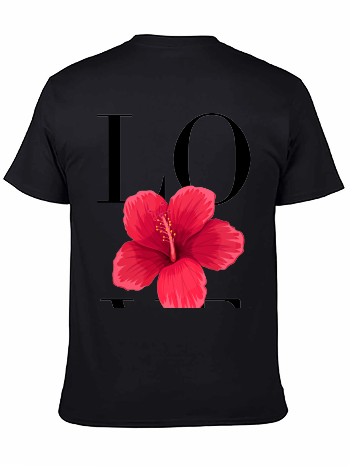 Love Hibiscus Graphic Tee - Black