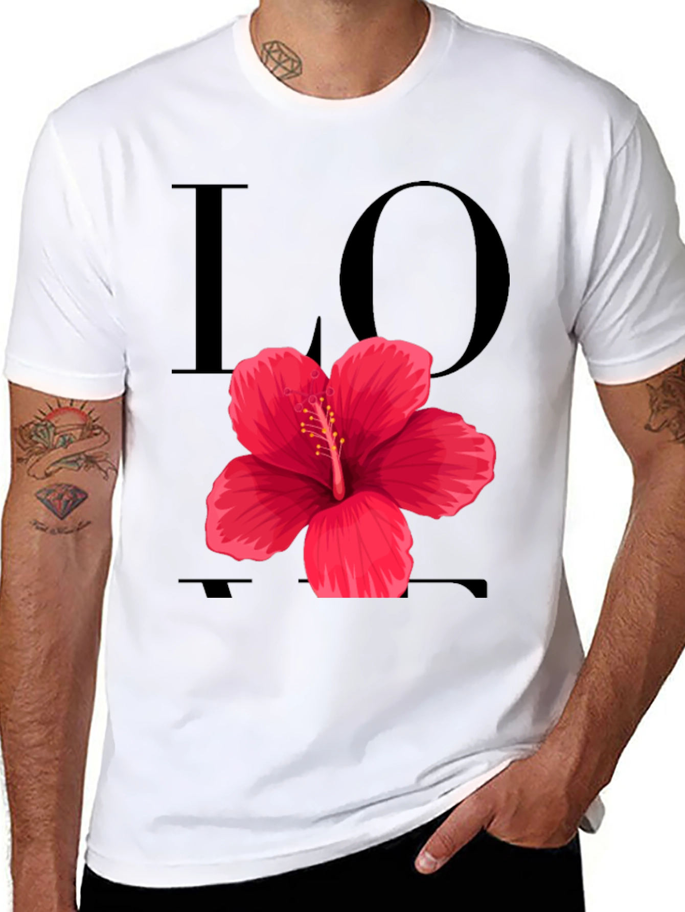 Love Hibiscus Graphic Tee - Black
