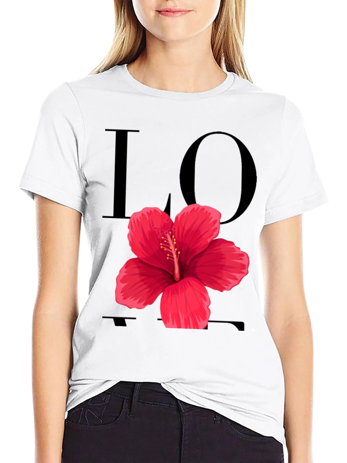 Love Hibiscus Graphic Tee - Black