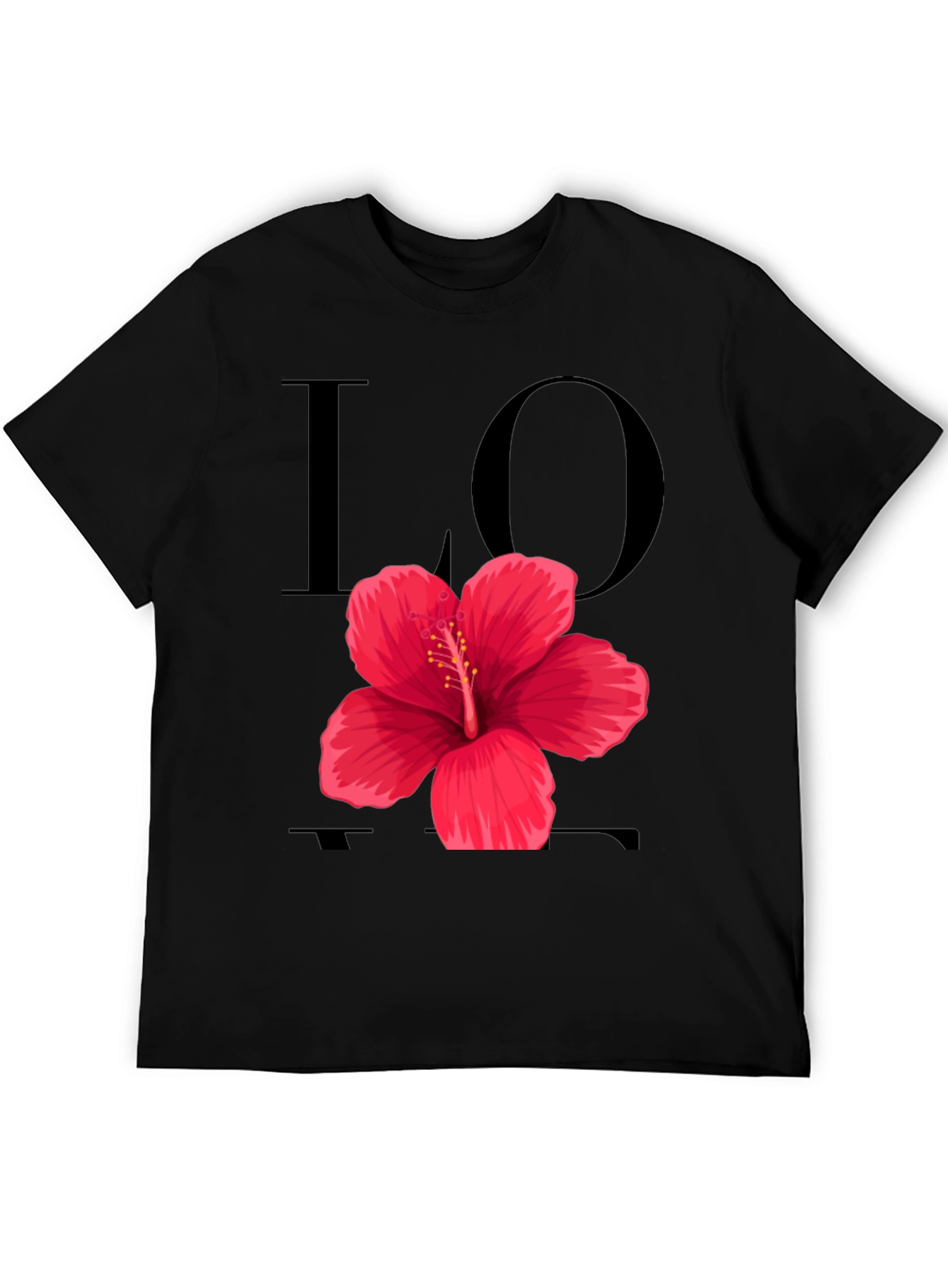 Love Hibiscus Graphic Tee - Black
