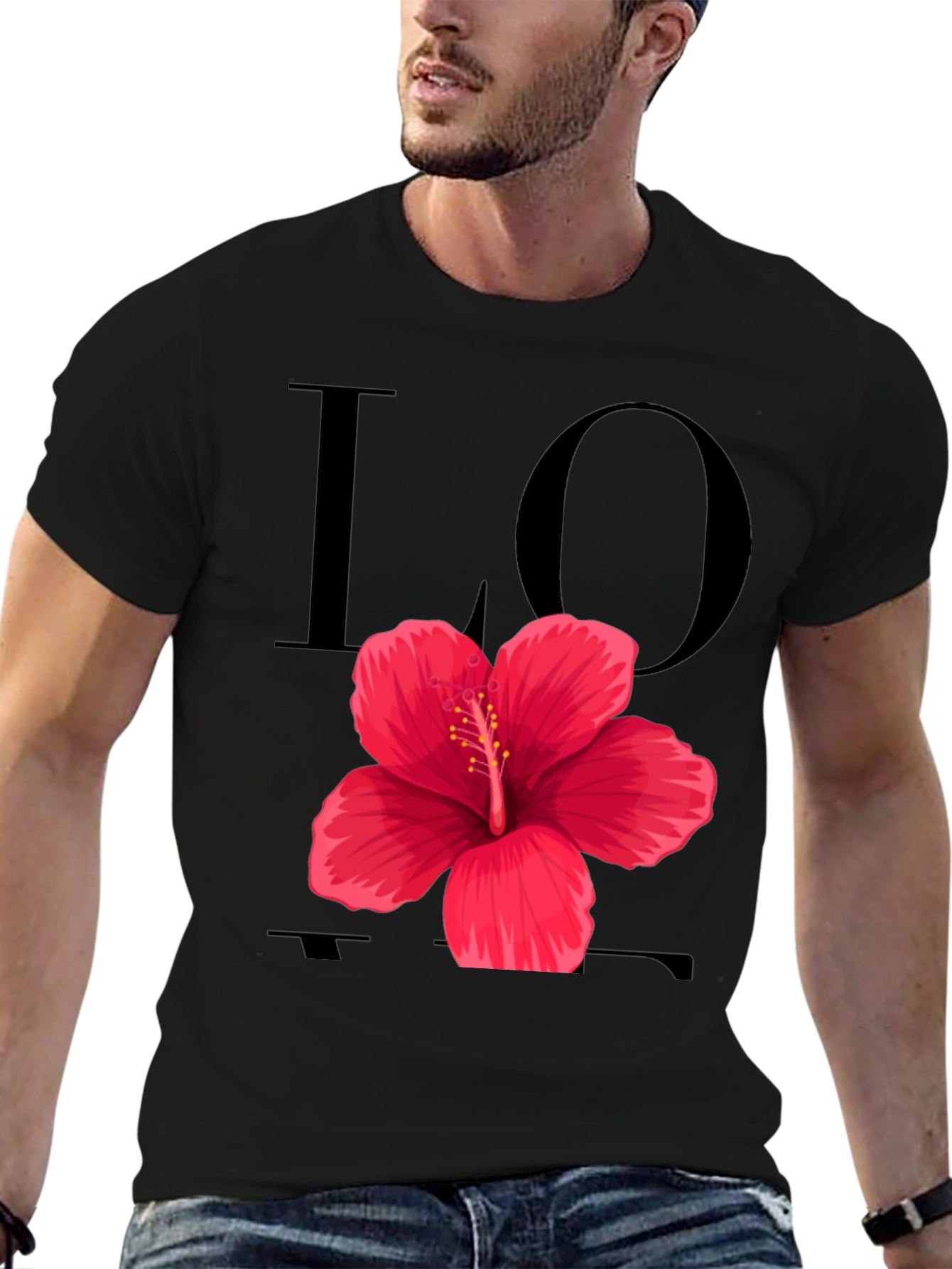 Love Hibiscus Graphic Tee - Black
