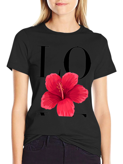 Love Hibiscus Graphic Tee - Black
