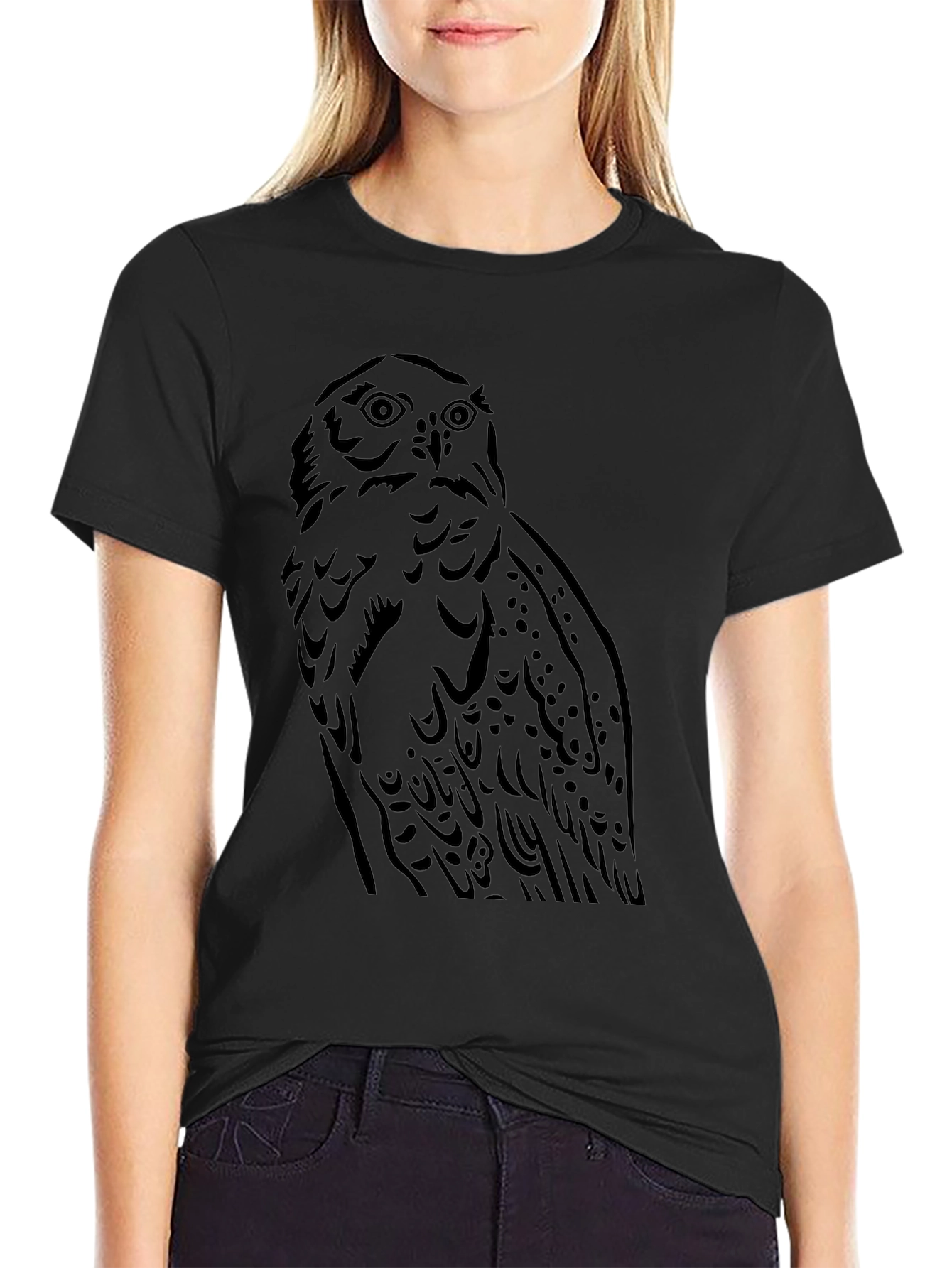 Owl Graphic Tee - Mens Black Cotton T-Shirt