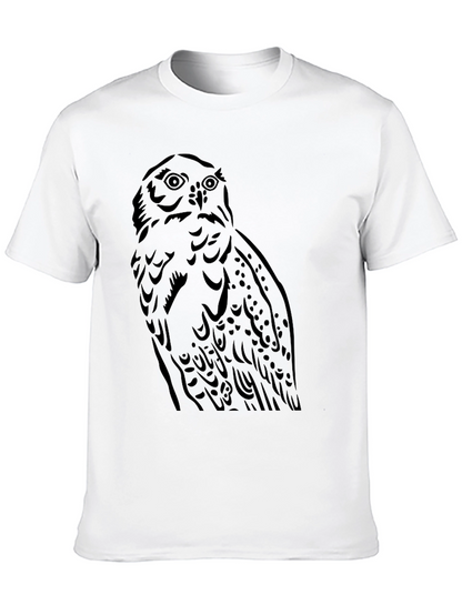 Owl Graphic Tee - Mens Black Cotton T-Shirt