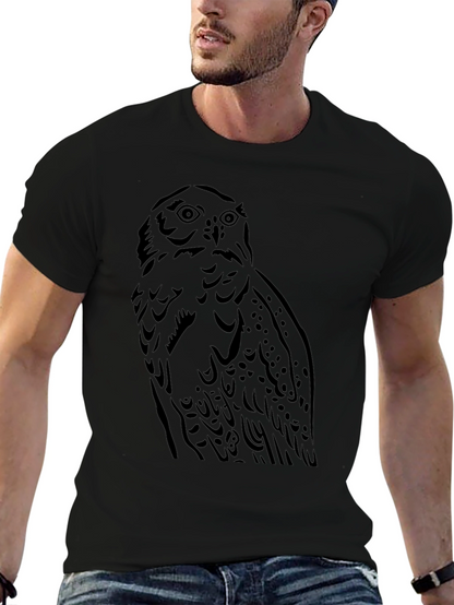 Owl Graphic Tee - Mens Black Cotton T-Shirt