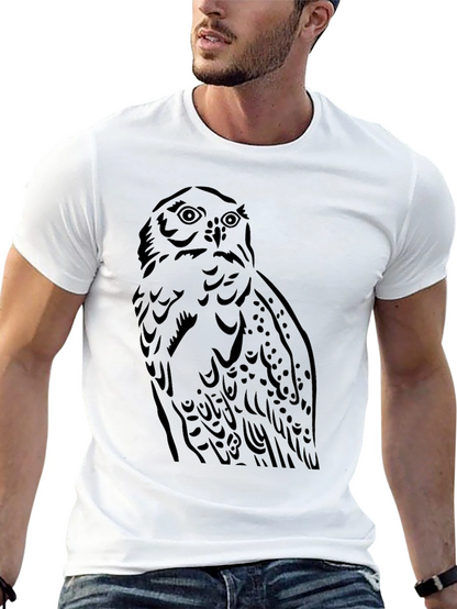 Owl Graphic Tee - Mens Black Cotton T-Shirt