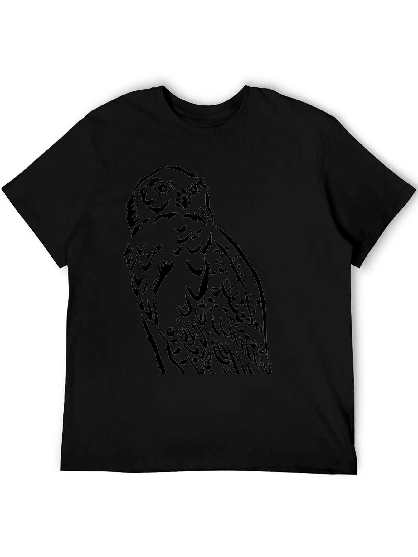 Owl Graphic Tee - Mens Black Cotton T-Shirt