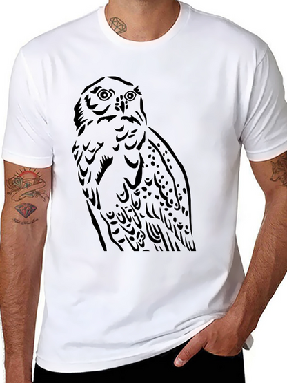 Owl Graphic Tee - Mens Black Cotton T-Shirt