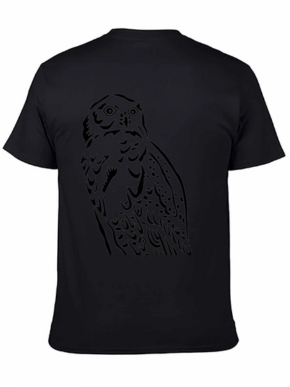 Owl Graphic Tee - Mens Black Cotton T-Shirt