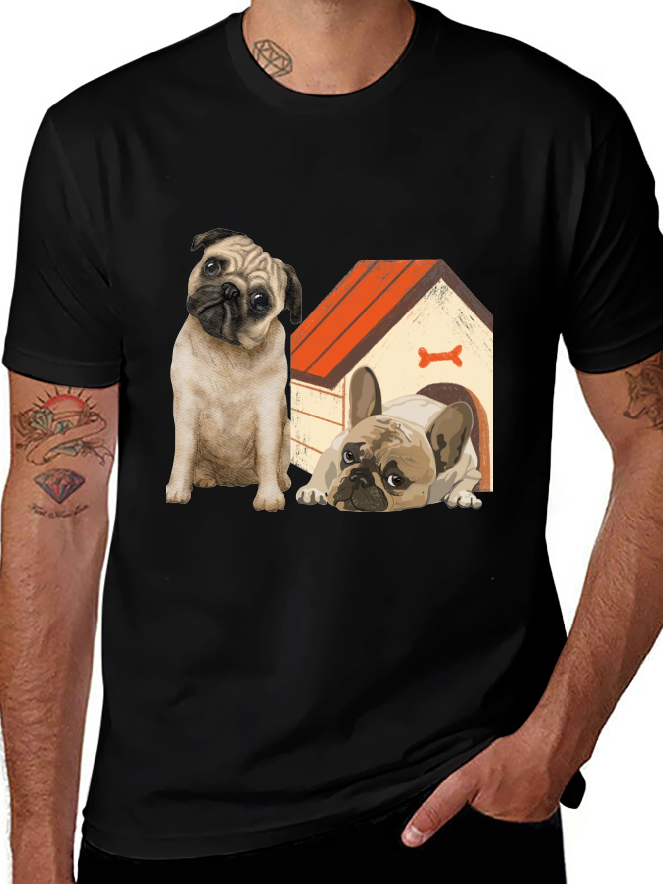 Dog Lover T-Shirt: Pug & French Bulldog Design
