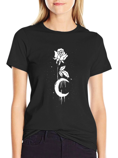 Rose Moon Graphic Tee - Black