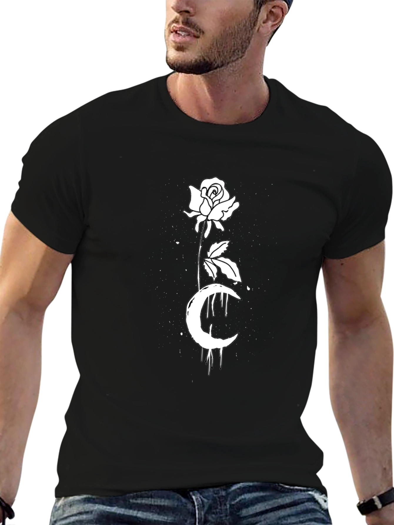 Rose Moon Graphic Tee - Black