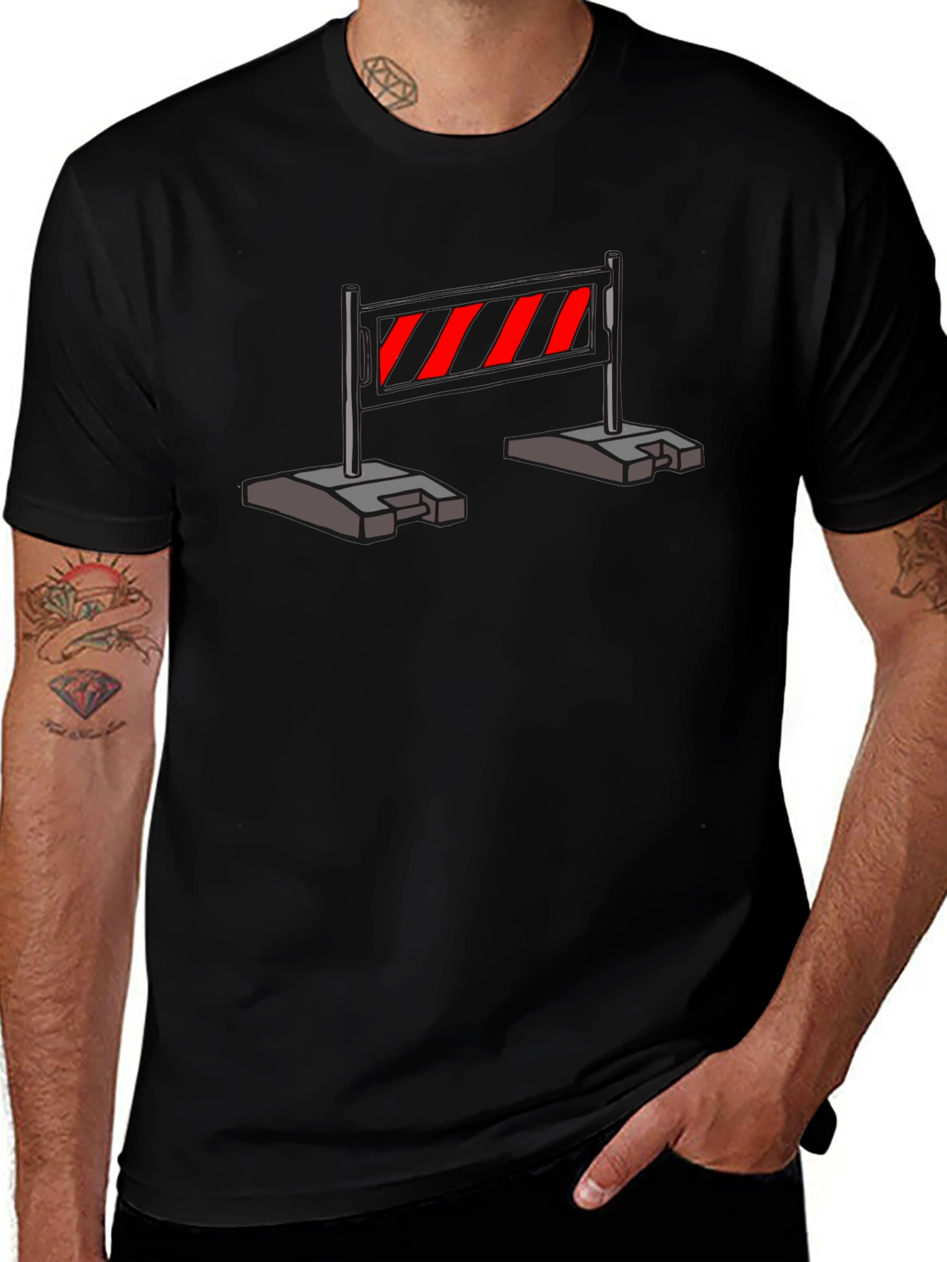 Construction Barrier T-Shirt - Caution Stripes
