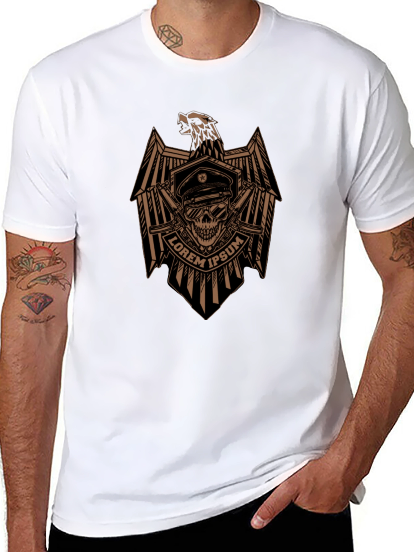 Skull Eagle Graphic Tee - Mens Black T-Shirt