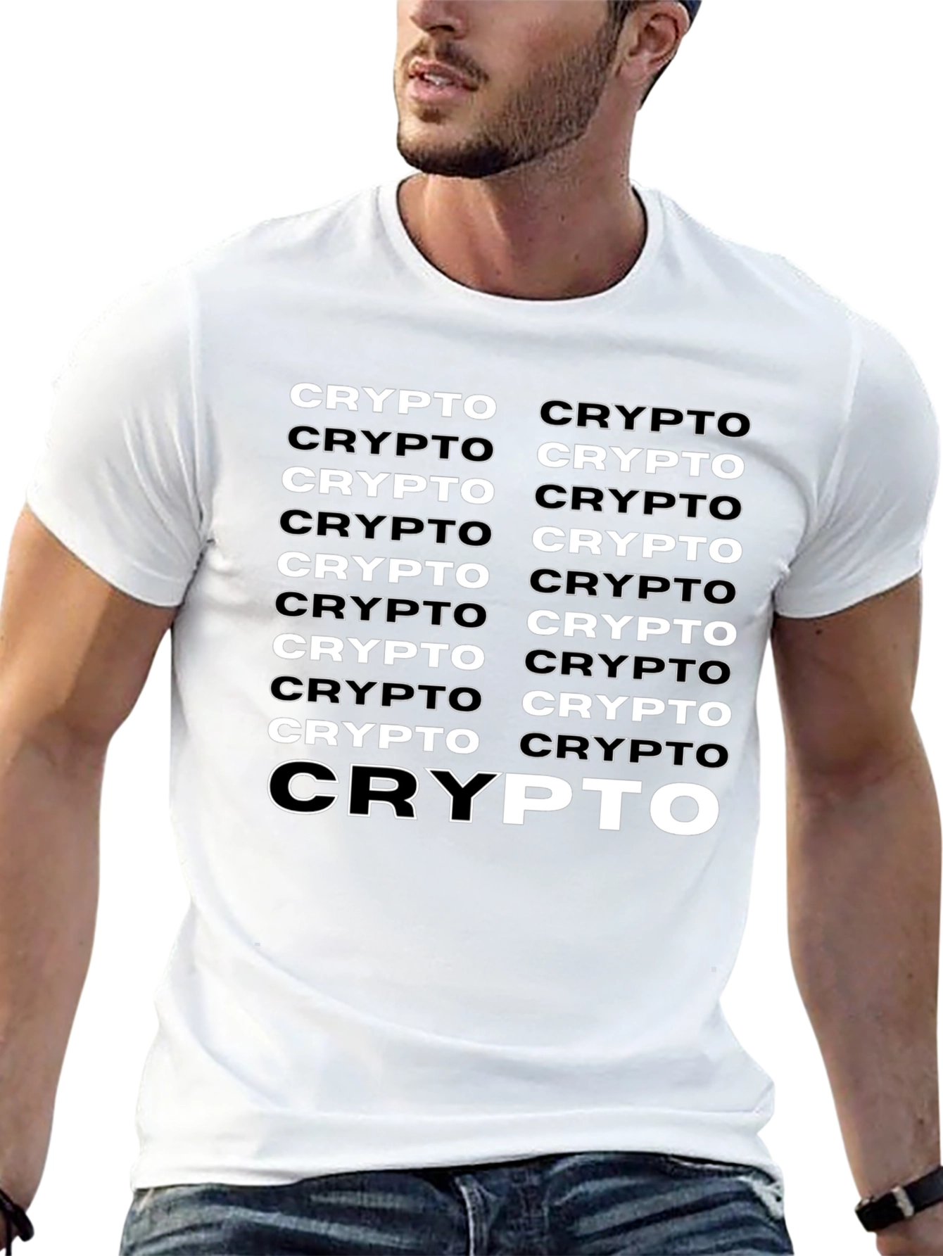 Crypto Black T-Shirt - Repeating Design