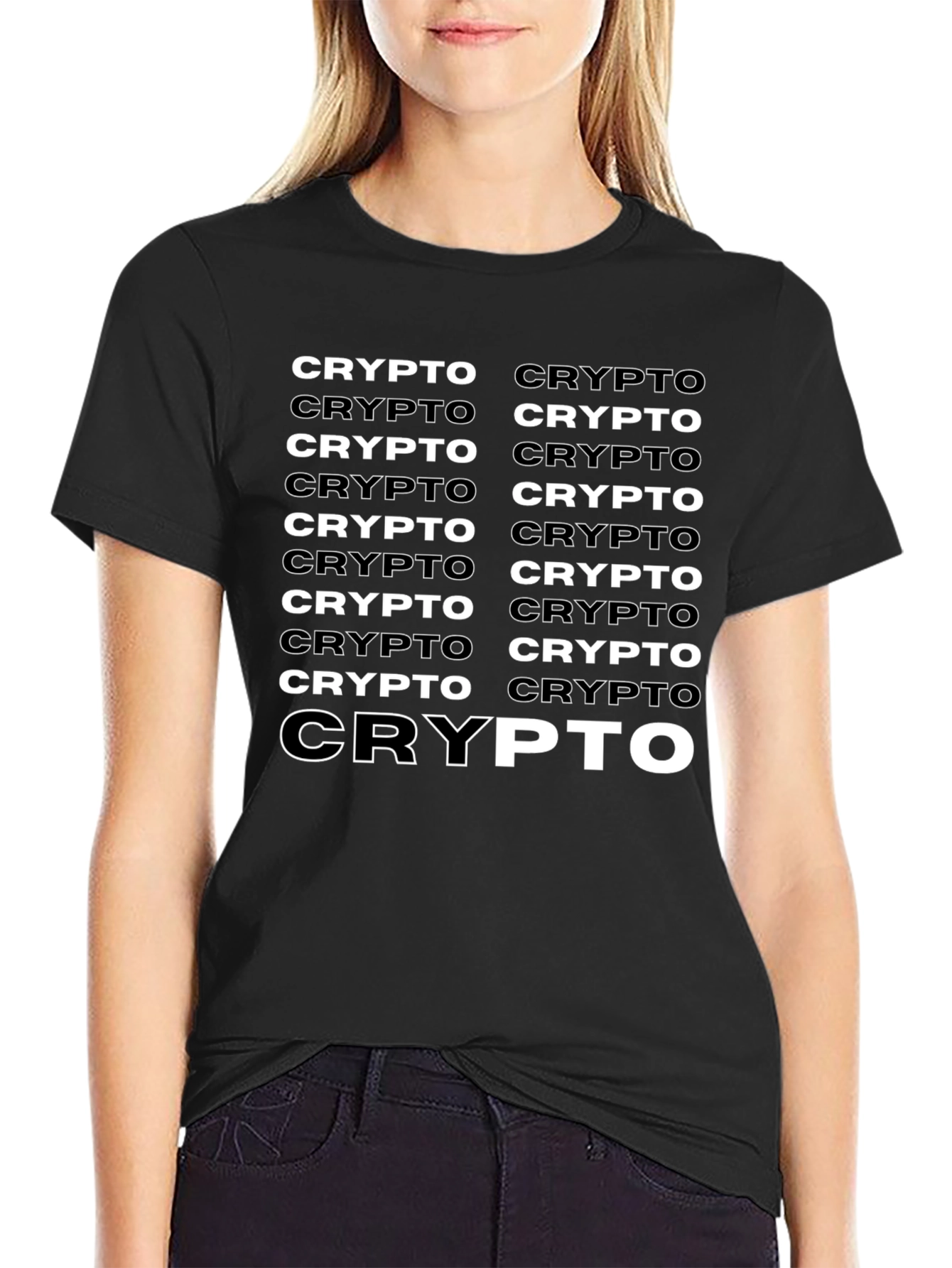 Crypto Black T-Shirt - Repeating Design