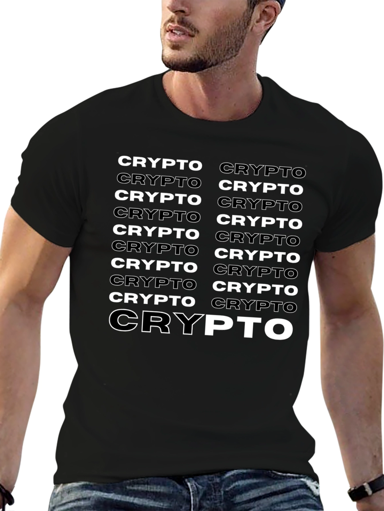 Crypto Black T-Shirt - Repeating Design