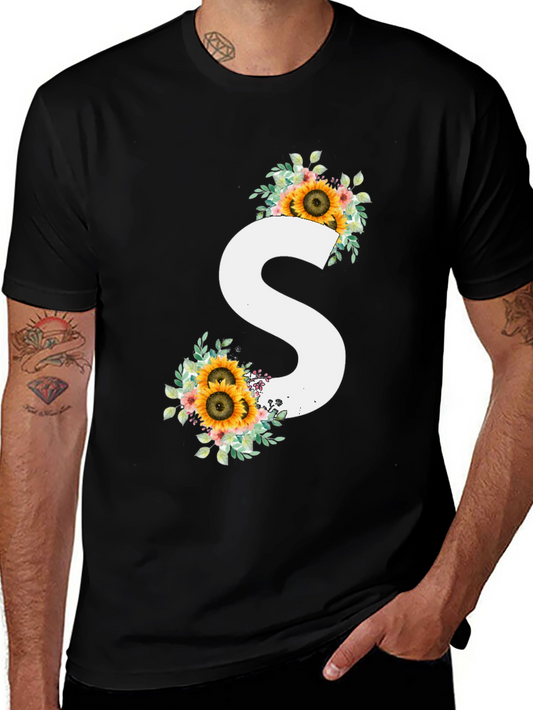 Sunflower Initial S Black T-Shirt