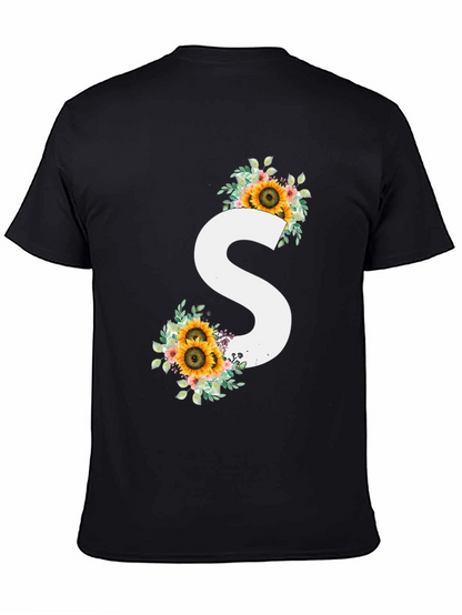 Sunflower Initial S Black T-Shirt