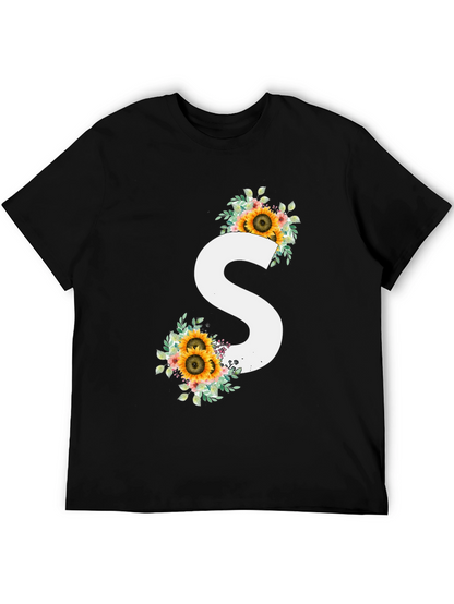 Sunflower Initial S Black T-Shirt