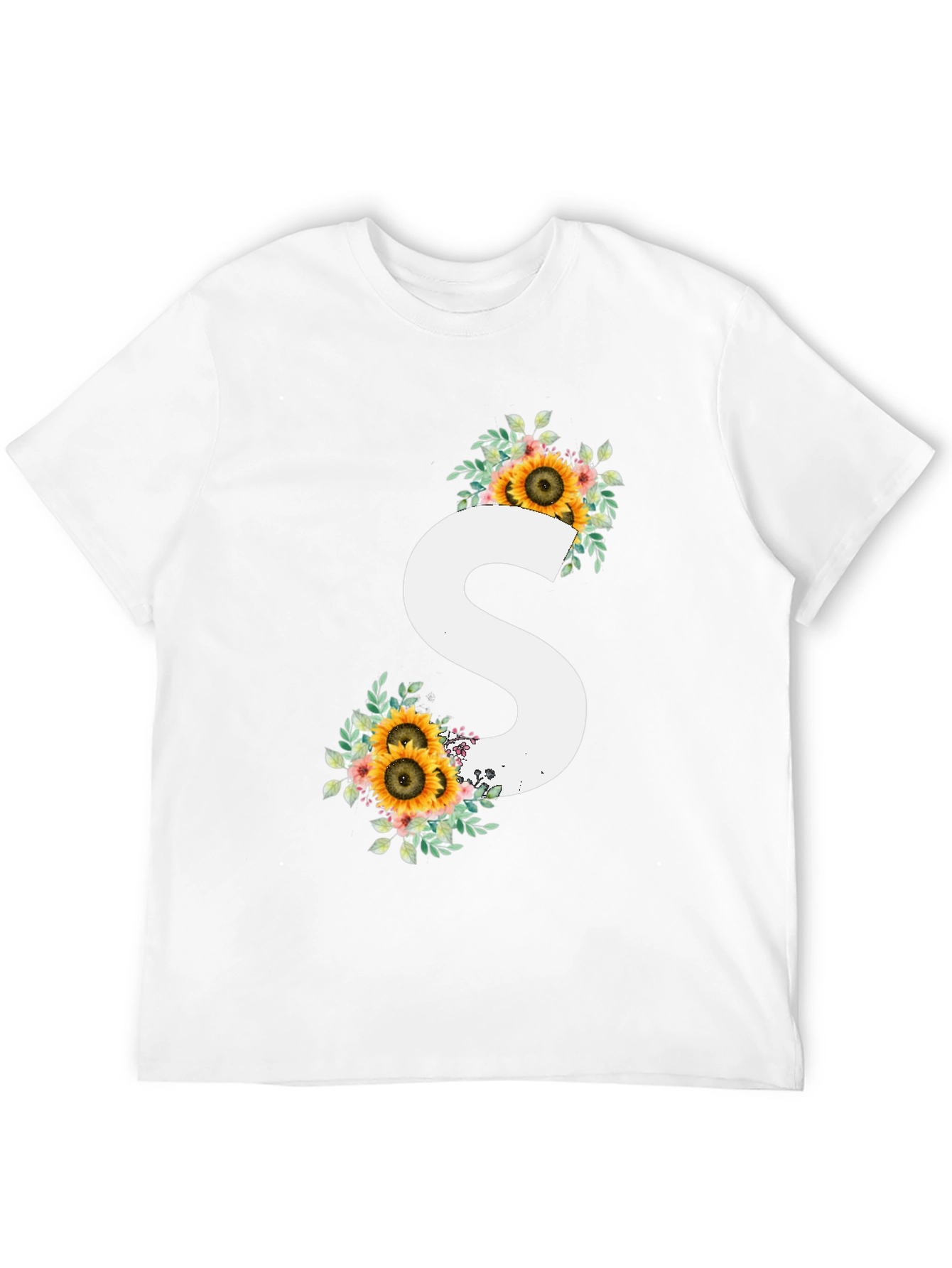 Sunflower Initial S Black T-Shirt