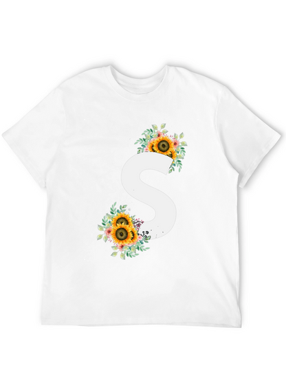 Sunflower Initial S Black T-Shirt