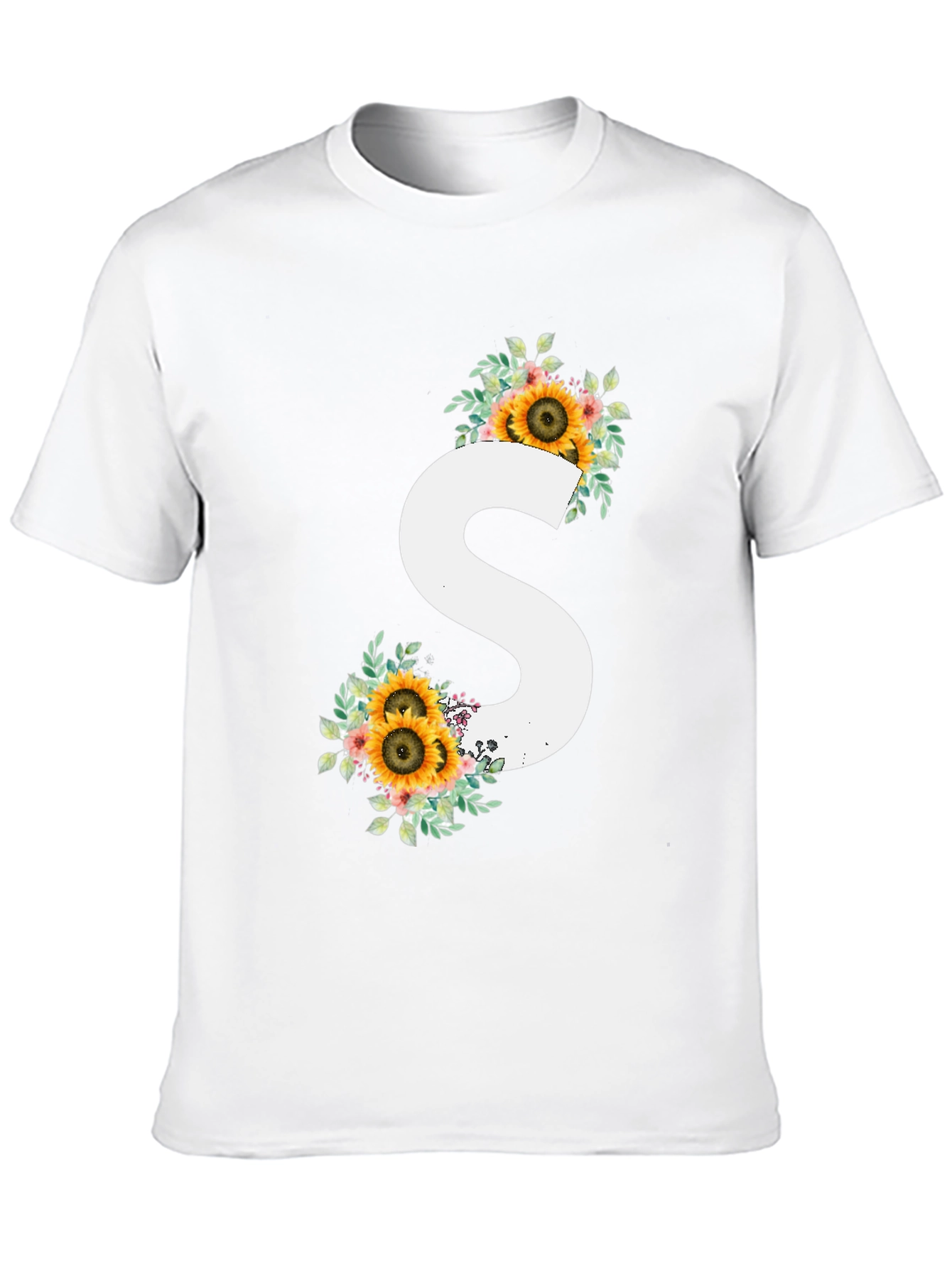 Sunflower Initial S Black T-Shirt