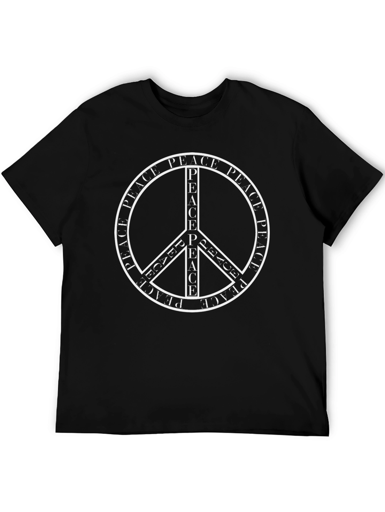 Peace Symbol Graphic T-Shirt - Black Casual Tee