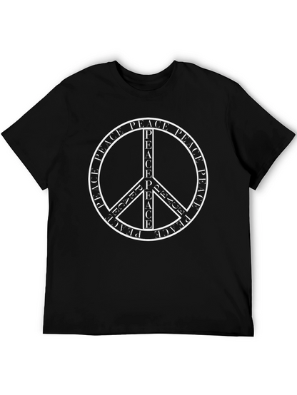 Peace Symbol Graphic T-Shirt - Black Casual Tee