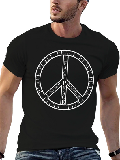 Peace Symbol Graphic T-Shirt - Black Casual Tee