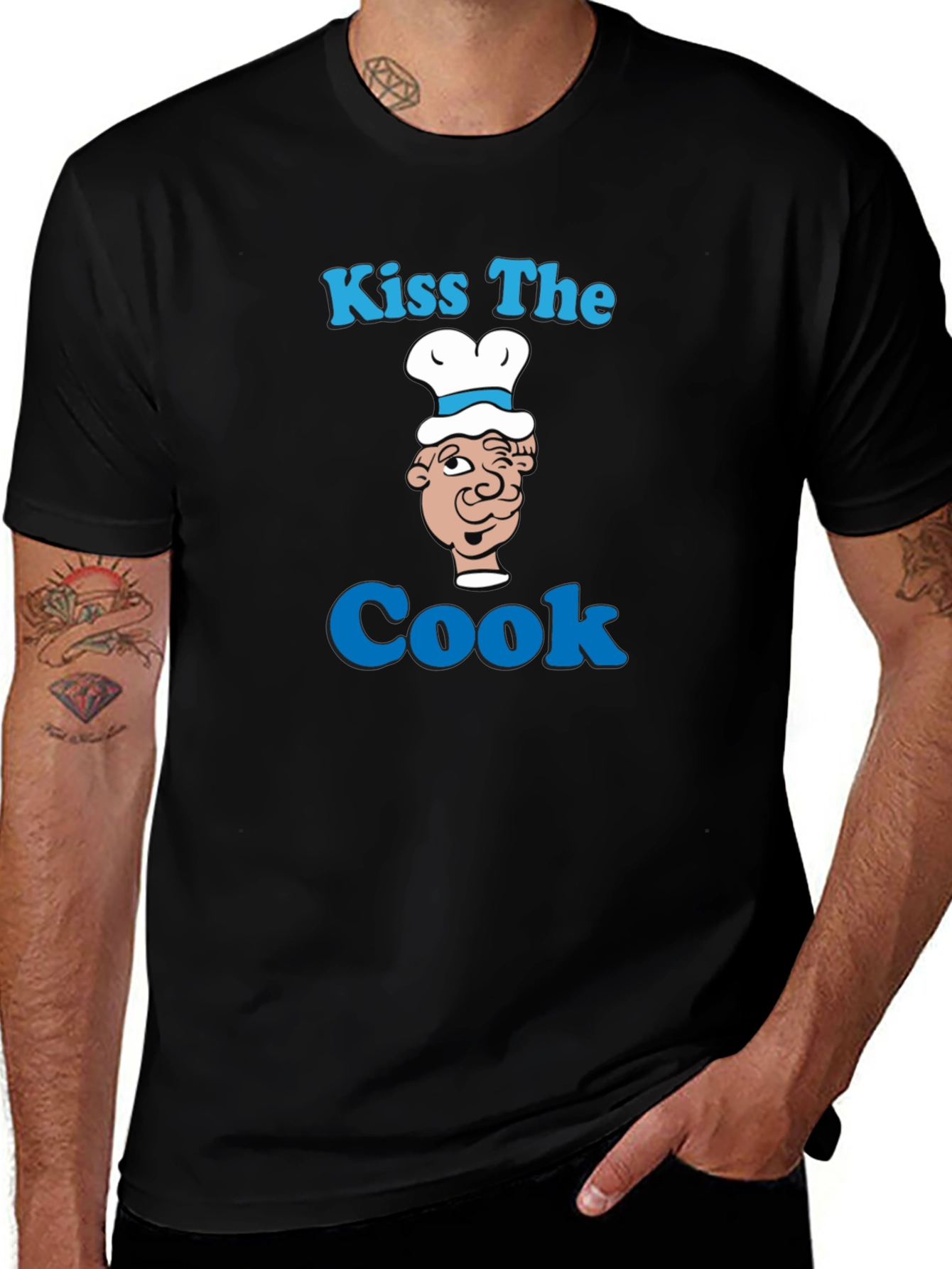 Kiss The Cook Graphic T-Shirt - Funny Chef Tee