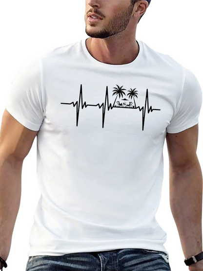 Beach Heartbeat Mens Black T-Shirt