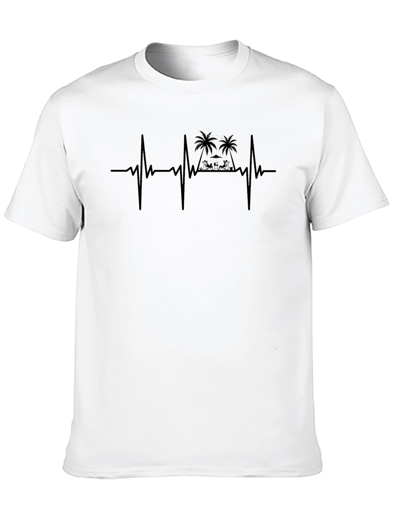 Beach Heartbeat Mens Black T-Shirt