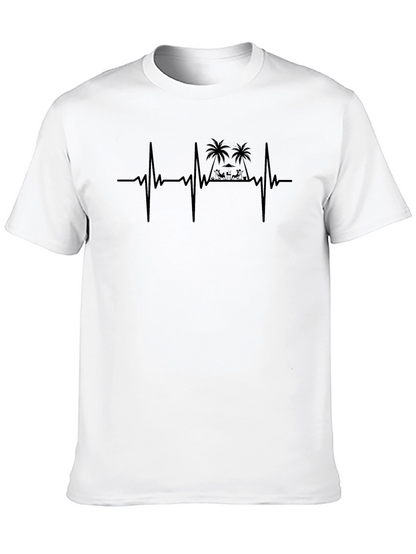 Beach Heartbeat Mens Black T-Shirt