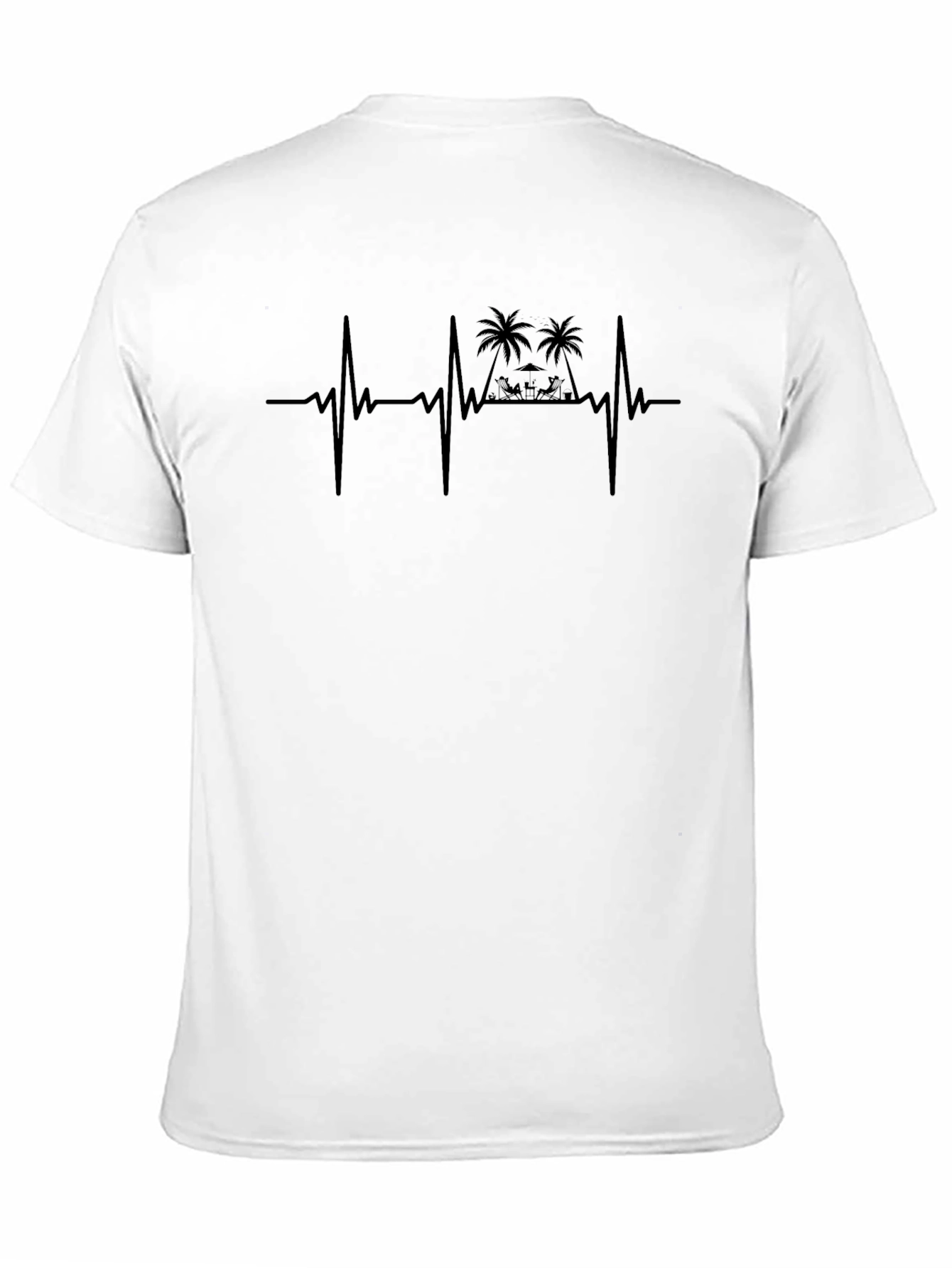 Beach Heartbeat Mens Black T-Shirt