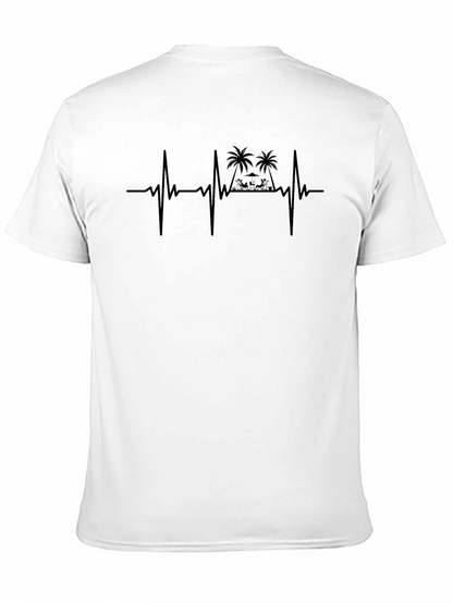 Beach Heartbeat Mens Black T-Shirt