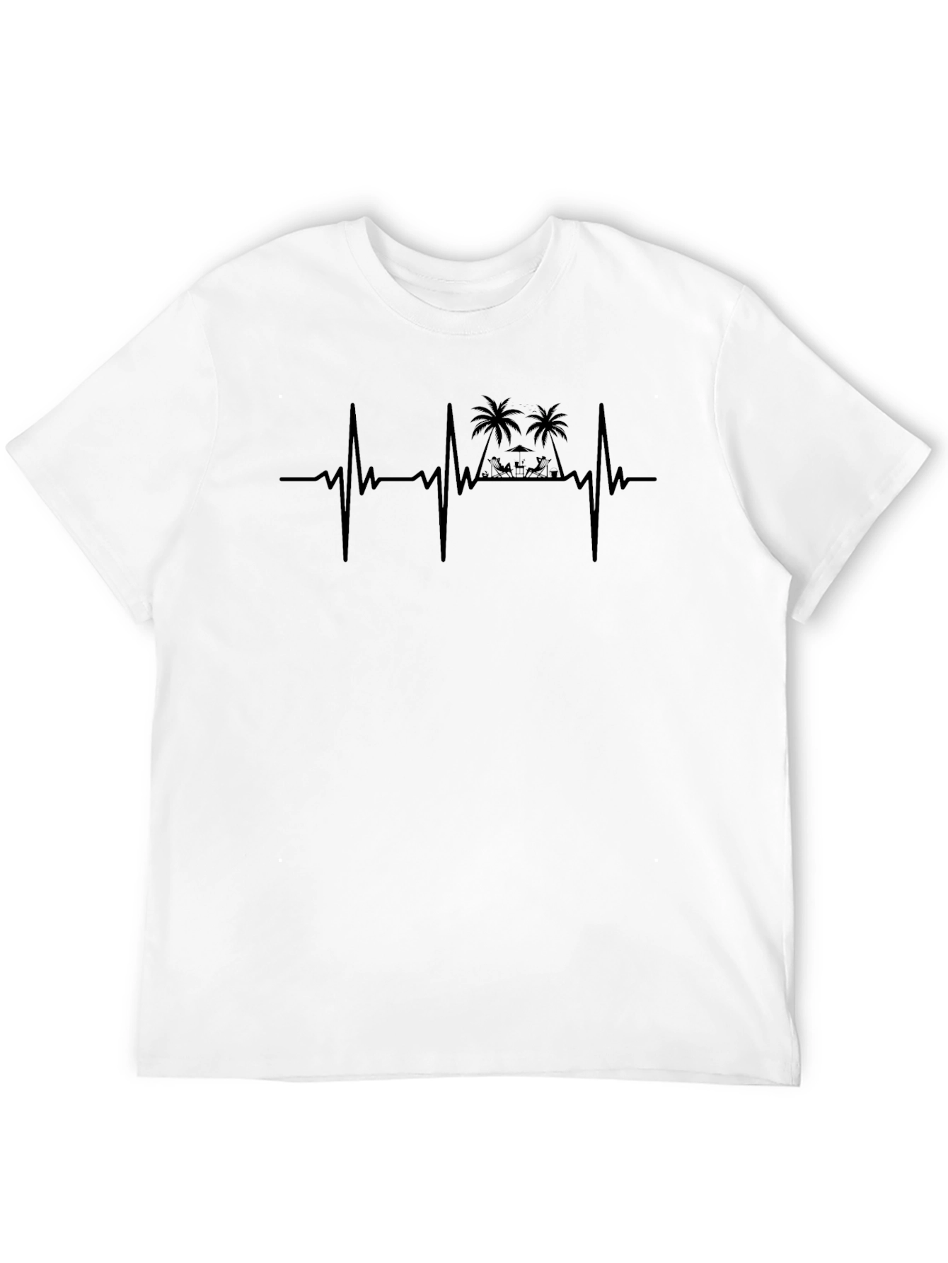 Beach Heartbeat Mens Black T-Shirt