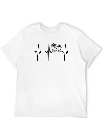 Beach Heartbeat Mens Black T-Shirt