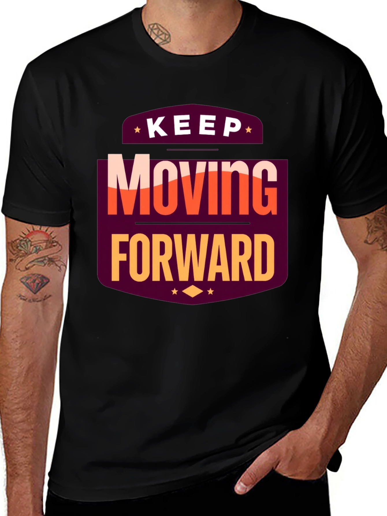 Motivational T-Shirt: Keep Moving Forward Black Tee