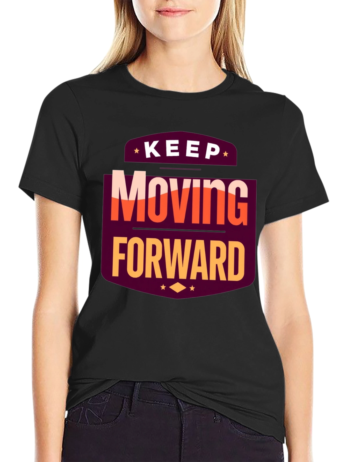 Motivational T-Shirt: Keep Moving Forward Black Tee