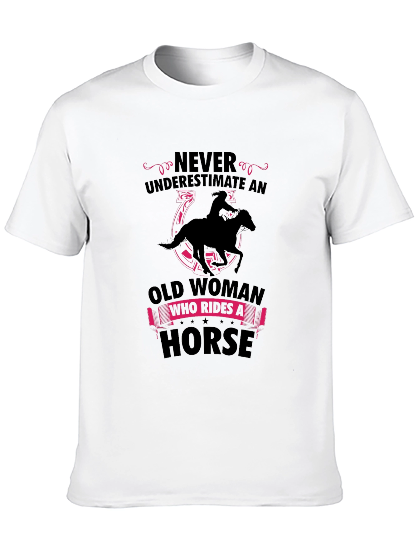 Never Underestimate Old Woman Horse Rider T-Shirt