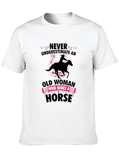 Never Underestimate Old Woman Horse Rider T-Shirt