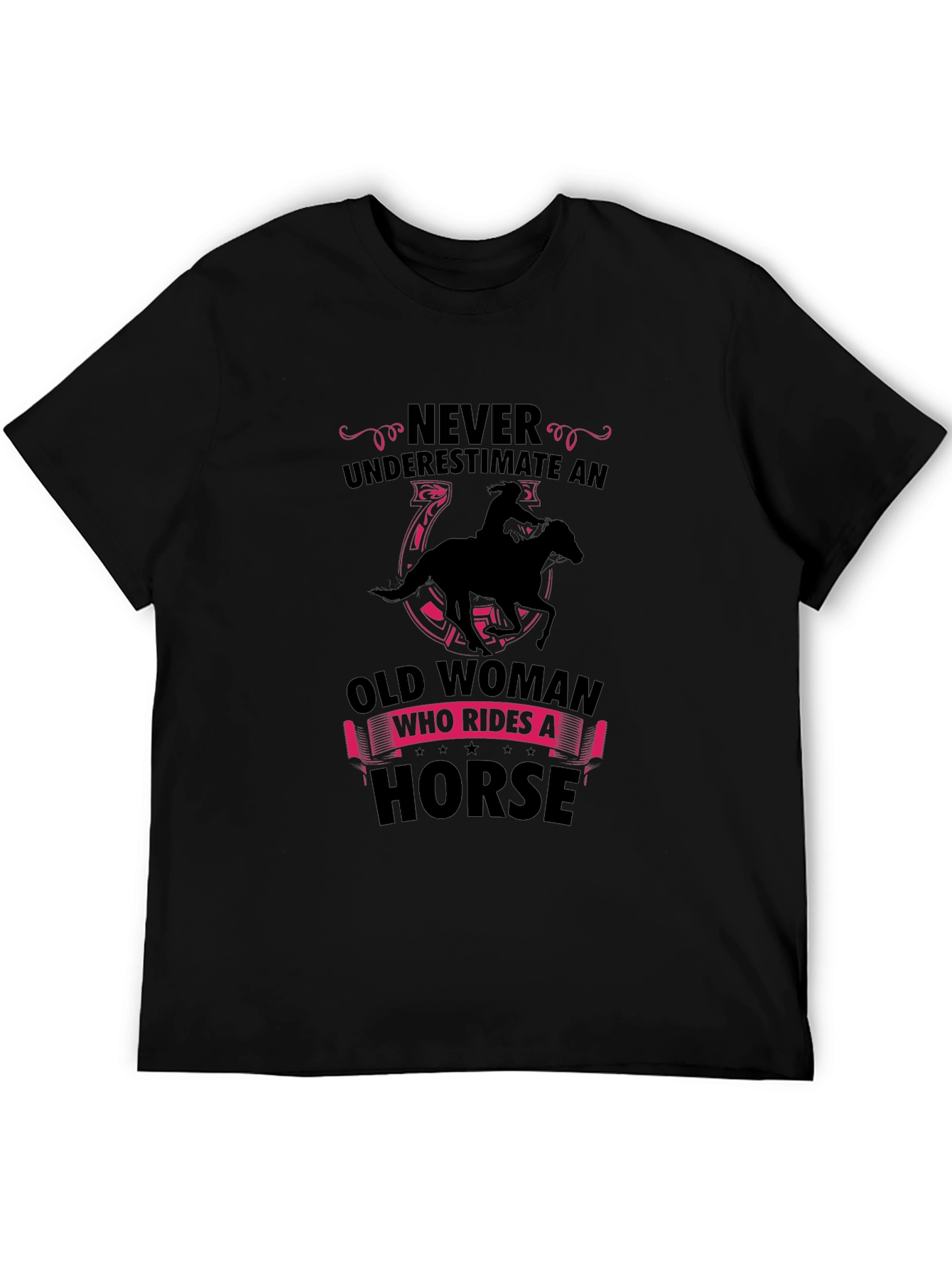 Never Underestimate Old Woman Horse Rider T-Shirt