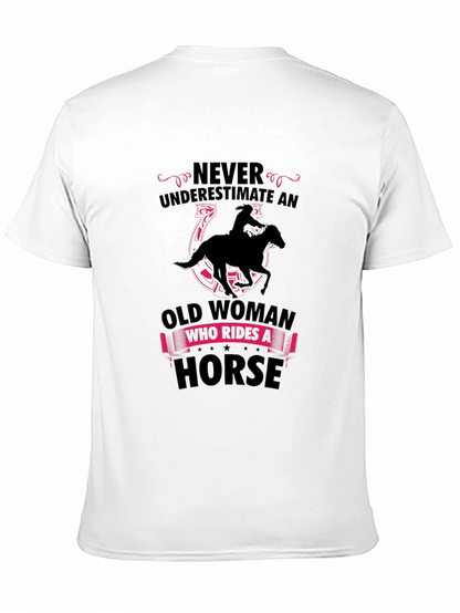Never Underestimate Old Woman Horse Rider T-Shirt